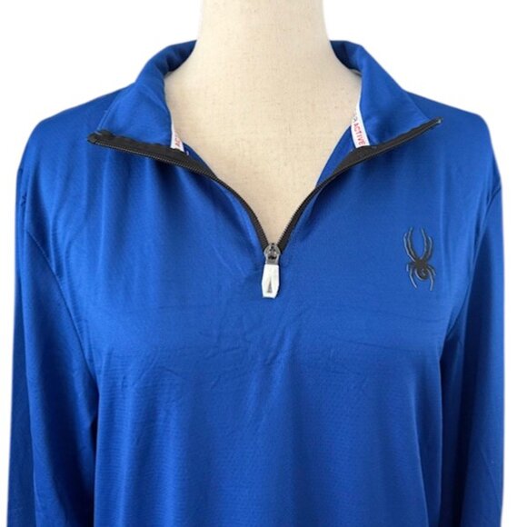 Spyder Shirt Men's Mock Neck Long Sleeve Active Pro Web Blue Stretch Large NWT - Picture 5 of 16